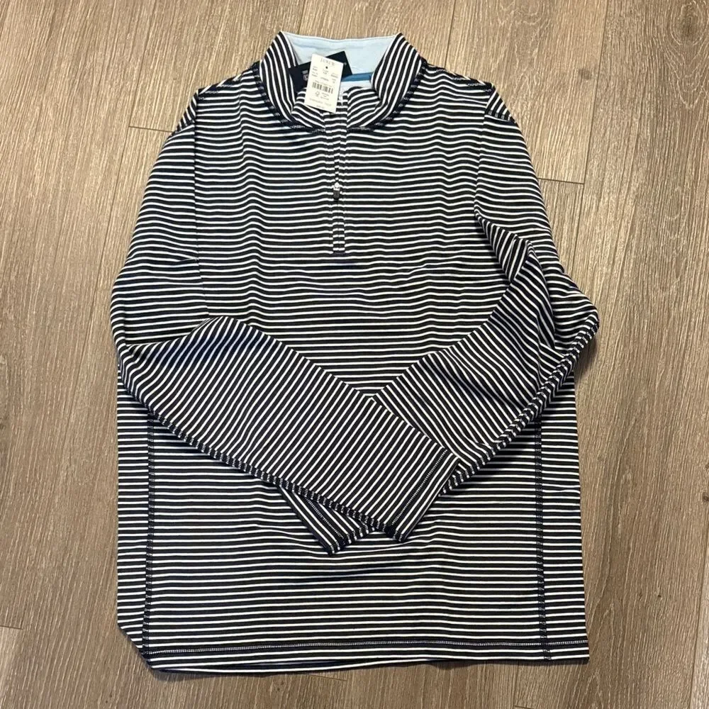 J. Crew Men's Black and White Striped Button Down Shirt